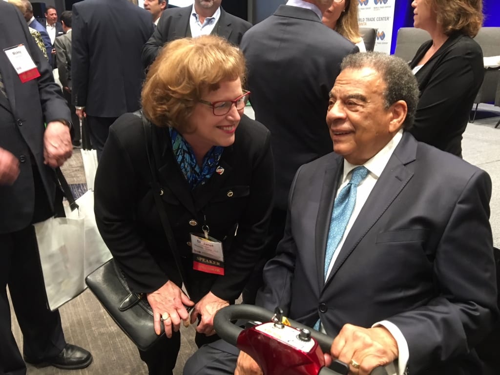 Atlanta Janet Andy Janet Young talking to Andrew Young
