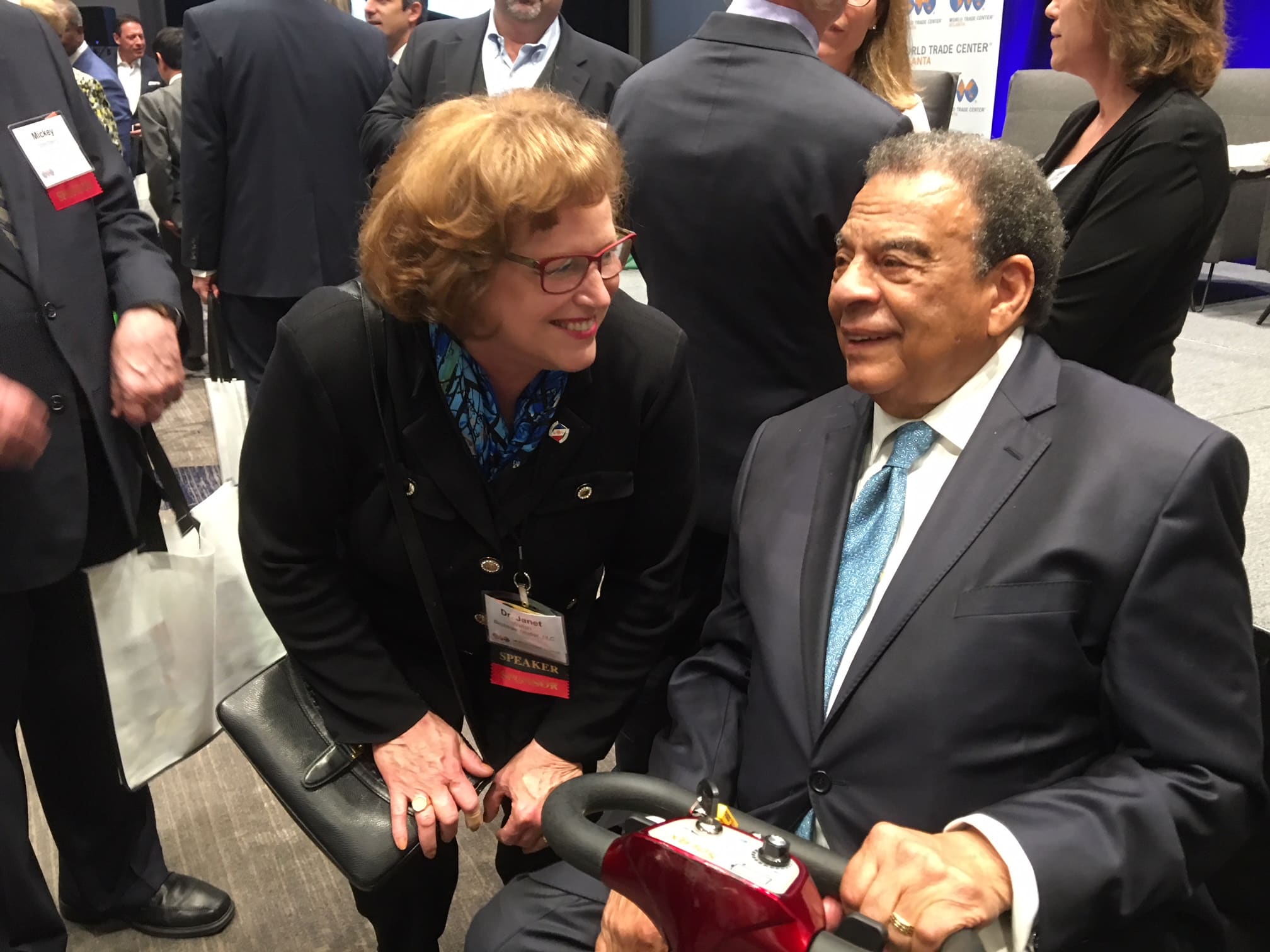 Janet Young talking to Andrew Young